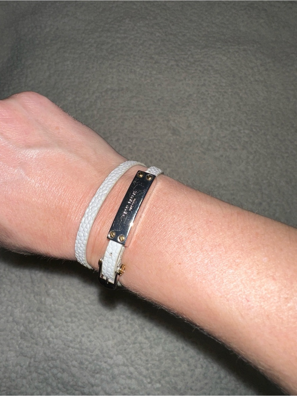 Henri Bendel Gray Double-Wrap Leather Bracelet
